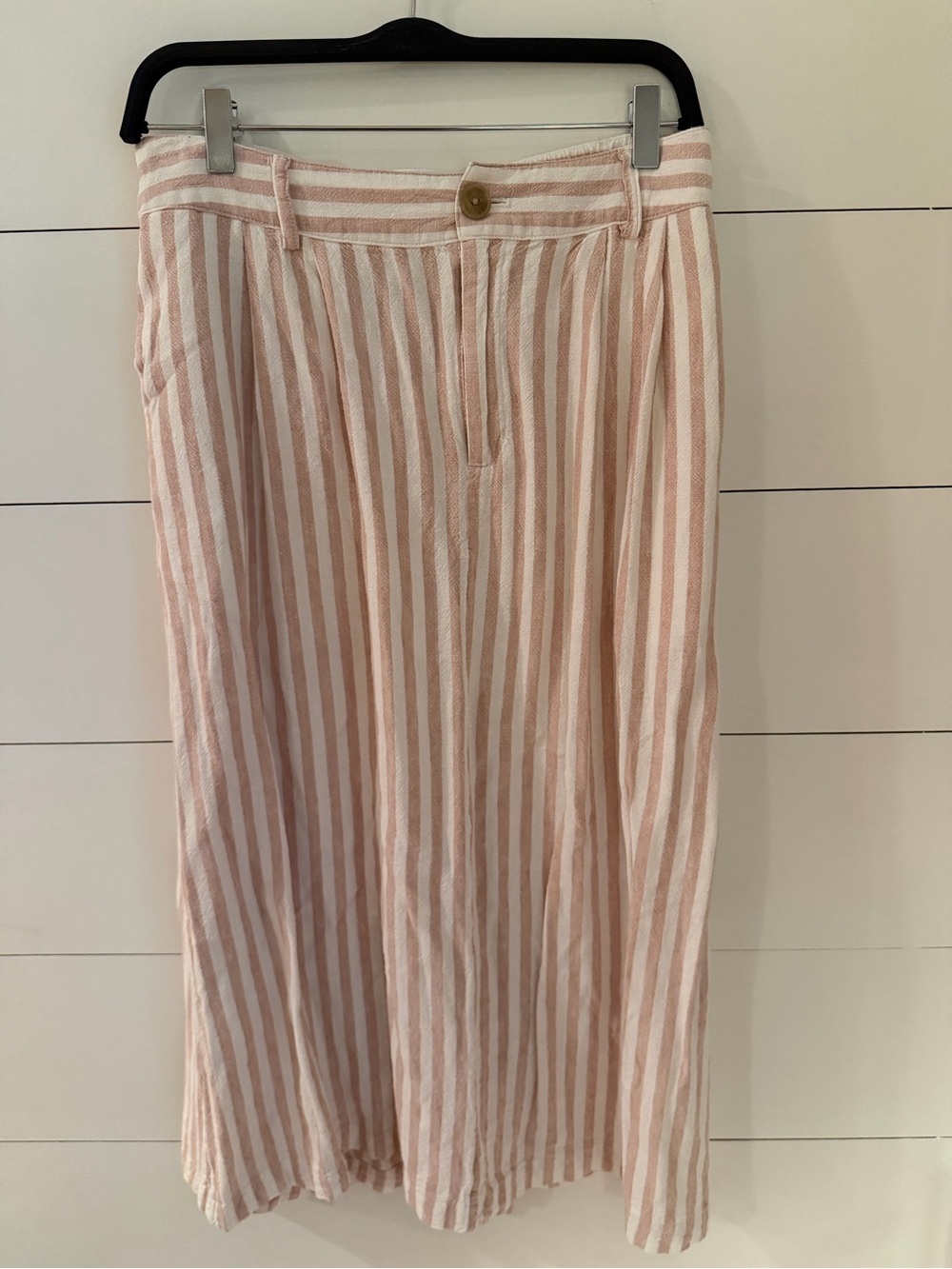 Striped Blush and White Maxi Skirt with Buttoned Waist A New Day Size M